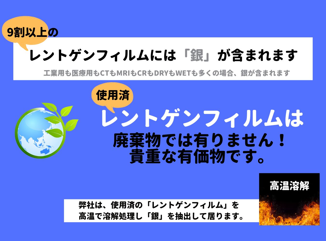 レントゲンフィルムには銀が含まれています